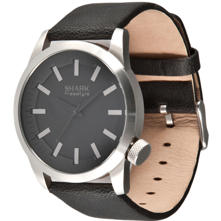 Shark by Freestyle Orion Watch, Silver/Black With Leather Strap