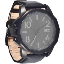 Shark by Freestyle the Step Watch, Black IP with Leather Strap