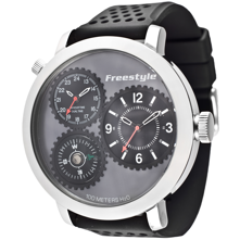 Freestyle Passage Watch, Silver with Black Polyurethane Strap