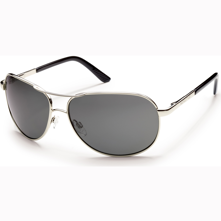 Suncloud Aviator Polarized Optics with Metal Alloys, Silver Frame/Gray Lens