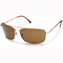 Suncloud Navigator Polarized Optics with Metal Alloys, Gold Frame/Brown Lens