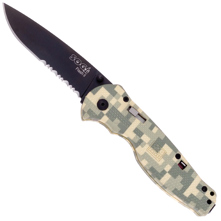 SOG Flash II Knife with Digi Camo Zytel Handle, with 1/2 Serrated & Black TiNi Blade (DFSA-98)
