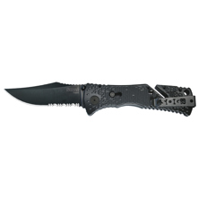 SOG Trident 1/2 - Serrated Black TiNi Folding Knife TF-1