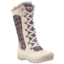 Timberland Mount Holly Leather and Fabric Lace Duck Waterproof Boot with Faux Fur for Women