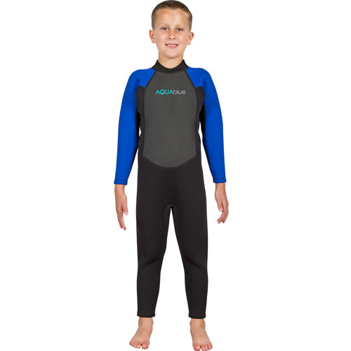 Aqua Blue 3mm Boy's Full Wetsuit 4 Black