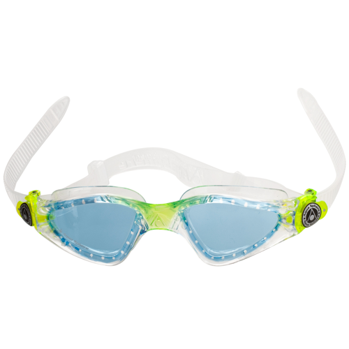Aqua Sphere Kayenne Jr. Kids Goggles, Blue Lens, Transparent/Lime