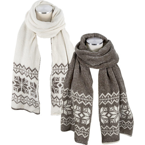 Bearpaw Fair Isle Texture Crew Socks for Women Ivory