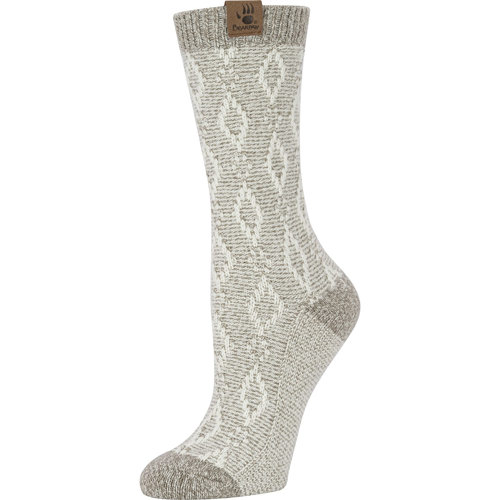 Bearpaw Garter Stitch & Diamond Cable Crew Socks for Women, 1 Pair