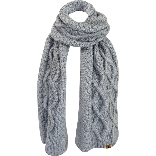 Bearpaw Twisted Cable Knit Scarf Grey Heather