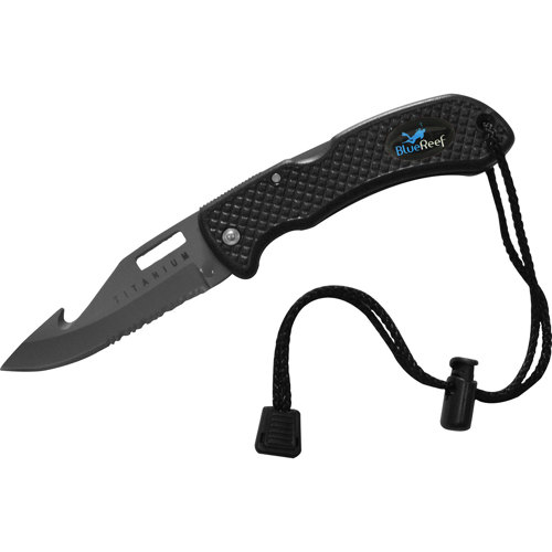 Blue Reef Scuba Titanium Folding Knife Black