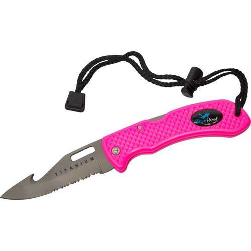 Blue Reef Scuba Titanium Folding Knife Pink