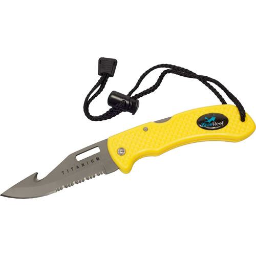 Blue Reef Scuba Titanium Folding Knife Yellow