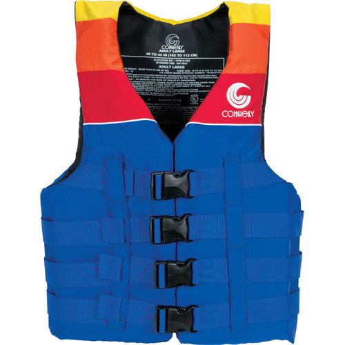 Connelly Men's Retro Nylon 4 Buckle Life Vest Blue/Red 3X-Large