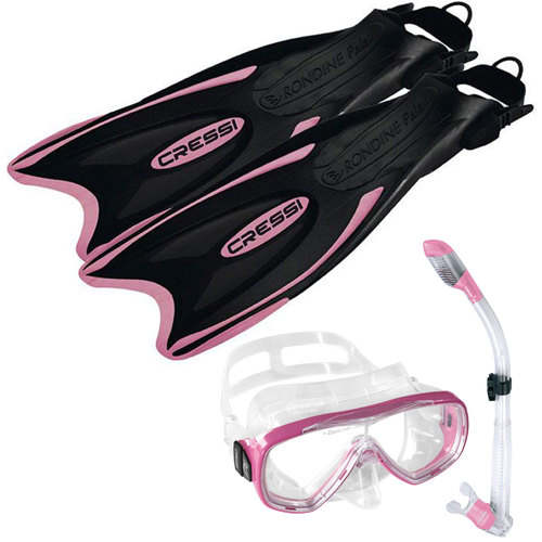Cressi Palau Long Adjustable Fin (LAF) Package Medium/Large Pink