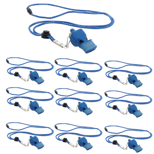 Fox 40 Classic CMG Whistle with Breakaway Lanyard Blue 10-Pack