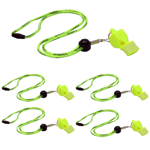 Fox 40 Classic CMG Whistle with Breakaway Lanyard Neon 5-Pack