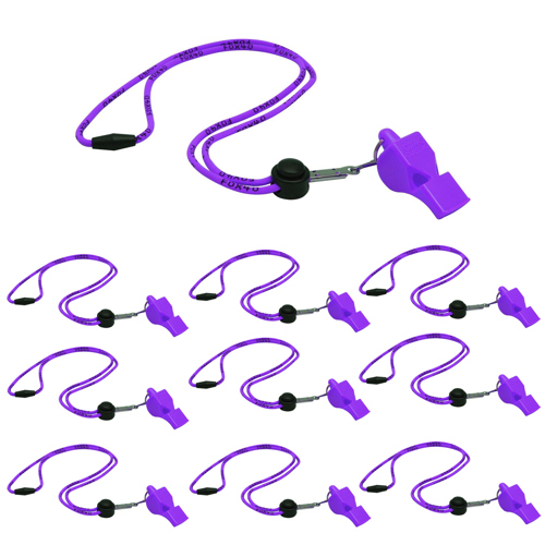 Fox 40 Classic CMG Whistle with Breakaway Lanyard Purple 10-Pack
