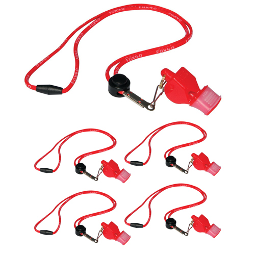 Fox 40 Classic CMG Whistle with Breakaway Lanyard Red 5-Pack
