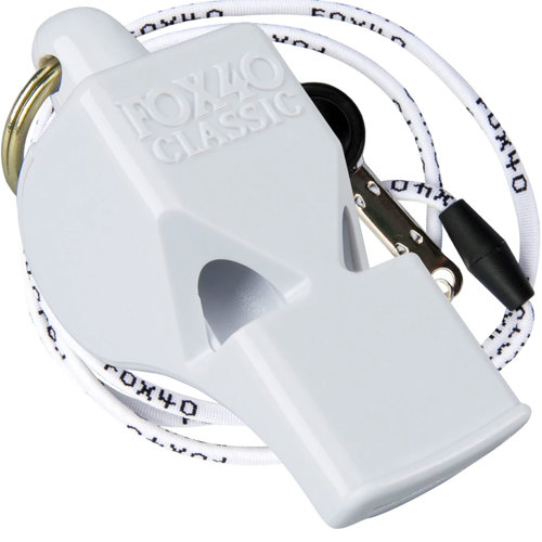 Fox 40 Classic Whistle with Breakaway Lanyard White Single