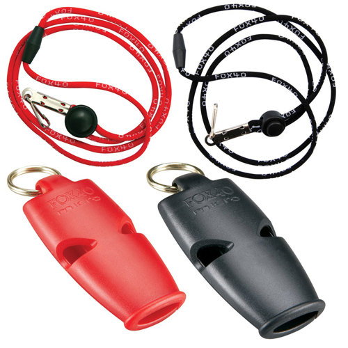 Fox 40 Micro Marine Whistle with Breakaway Lanyard - 2 Pack Red/Black