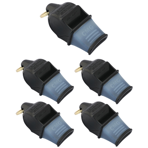 Fox 40 Sonik Blast CMG Whistle with Breakaway Lanyard Black 5-Pack