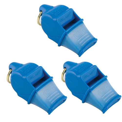 Fox 40 Sonik Blast CMG Whistle with Breakaway Lanyard Blue 3-Pack