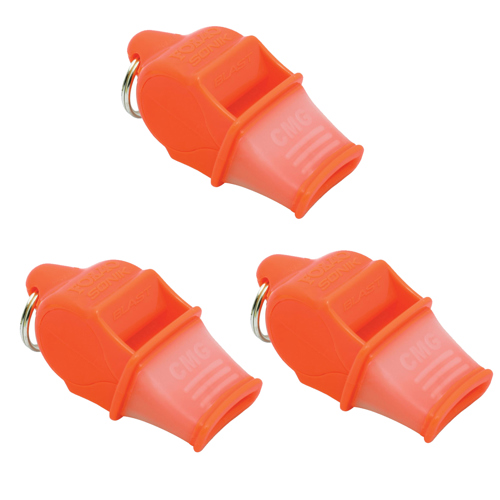 Fox 40 Sonik Blast CMG Whistle with Breakaway Lanyard Orange 3-Pack