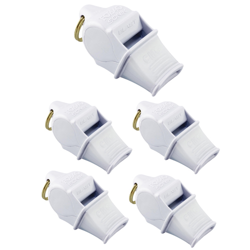 Fox 40 Sonik Blast CMG Whistle with Breakaway Lanyard White 5-Pack