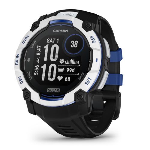 Garmin Instinct 3 50mm Solar GPS Smartwatch 50 mm Whitestone with Black/Bolt Blue Band