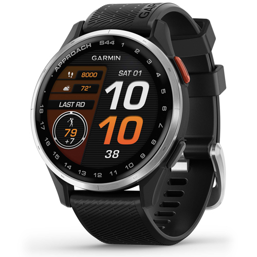 Garmin Approach S44 43mm AMOLED GPS Golf Smartwatch Silver/Black Silicone Band
