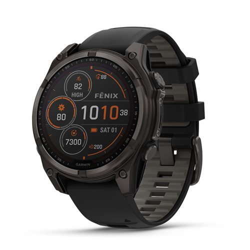 Garmin fenix 8 Solar Sapphire GPS Smartwatch Carbon Gray Titanium/Pebble Gray Band 47 mm