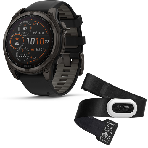 Garmin fenix 8 Solar Sapphire GPS Smartwatch w/HRM-Pro Plus Heart Rate Monitor