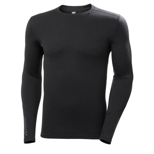 Helly Hansen LIFA Merino Midweight Crew Base Layer for Men Large Black