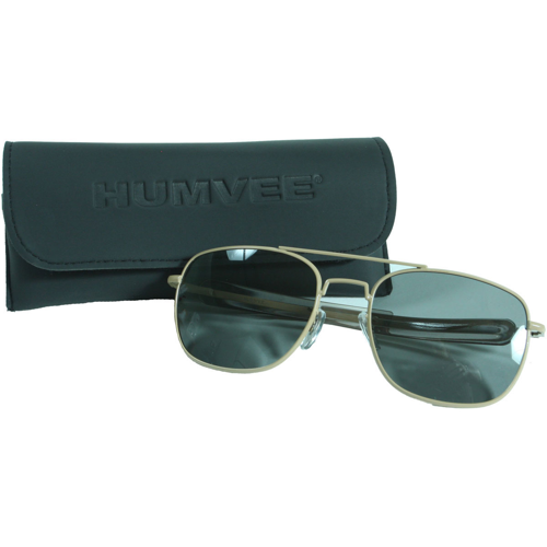 Humvee Pilot Sunglasses - Grey Polarized Lens, Khaki Frame