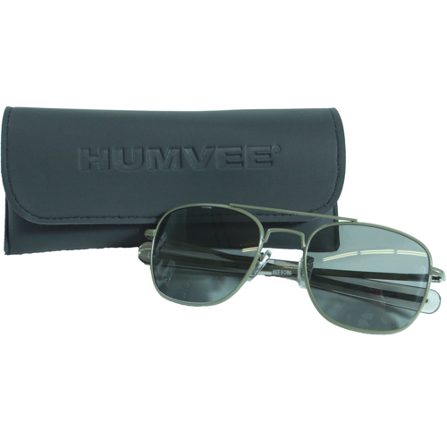 Humvee Pilot Sunglasses - Grey Polarized Lens, Olive Frame