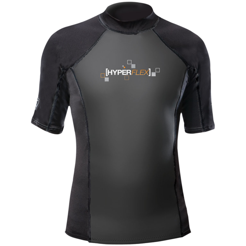 Hyperflex 1.5mm 50/50 Short Sleeve Rash Guard Shirt, Black