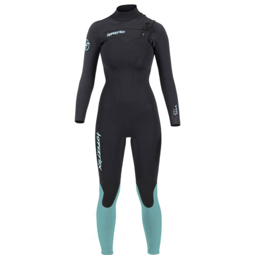 Hyperflex 3/2mm Vyrl Women's Chest Zip Full Wetsuit 10 Black/Teal