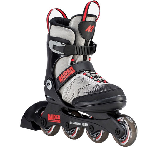 K2 Sports Raider Inline Skates for Youth - Boys 4-8 Gray/Red
