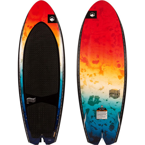 Liquid Force Rocket Wakesurf Board w/Combo Handle Surf Rope Black/Red 5'0"