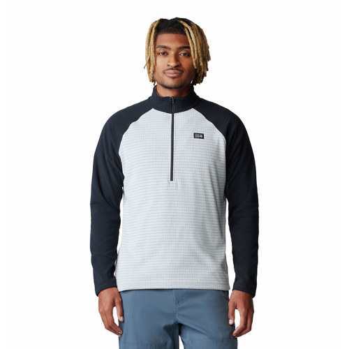 Mountain Hardwear Summit Grid Half Zip for Men X-Large Glacial/Black
