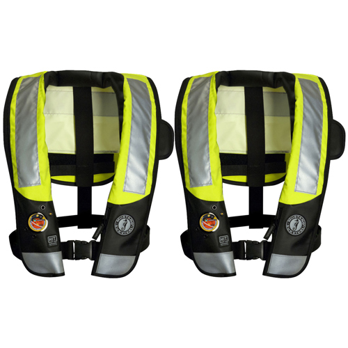 Mustang Survival High Visibility HIT Inflatable PFD Fluorescent Yellow Green 2-Pack