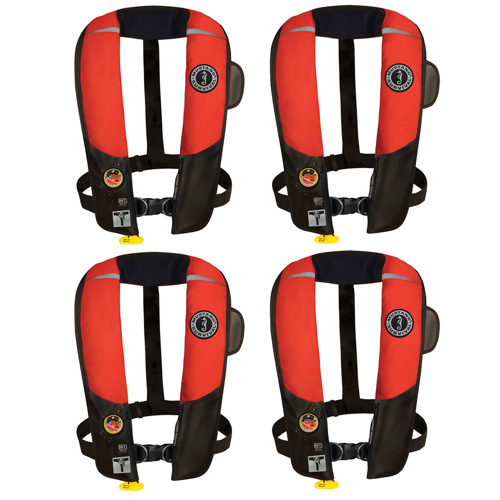 Mustang Survival HIT Inflatable PFD with Sailing Harness Red/Black 4-Pack