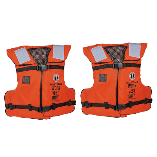 Mustang Survival Work Vest with SOLAS Reflect Tape, Orange 2-Pack