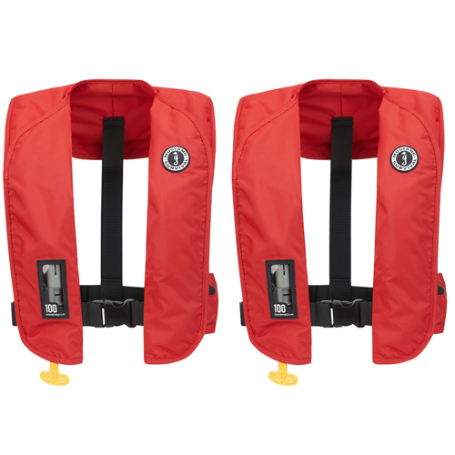 Mustang Survival MIT 100 Convertible A/M Inflatable PFD Life Jacket Red 2-Pack