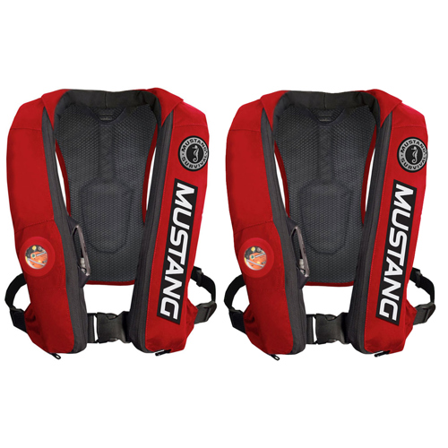 Mustang Elite Inflatable PFD Bass Competition, Red 2-Pack