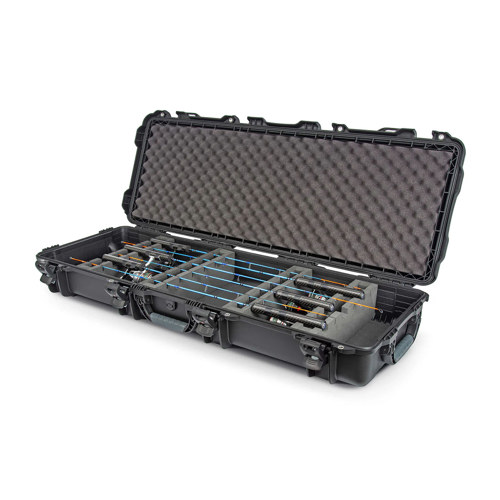 Nanuk 990 Waterproof Hard Case with Foam Insert for 6 Ice Fishing Rods, Black