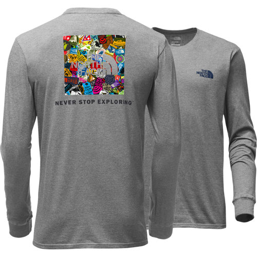 the north face men's red box long sleeve shirt