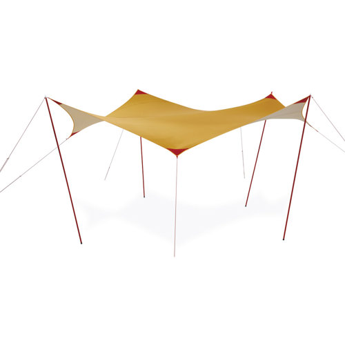 MSR Rendezvous Sun Shield 200 Tarp with Rumpl Stash Mat and Crazy Creek Chair