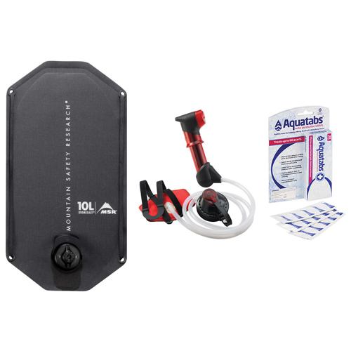 MSR Water Storage Bag 10L with Aquatabs Purifier Tablets & HyperFlow Microfilter