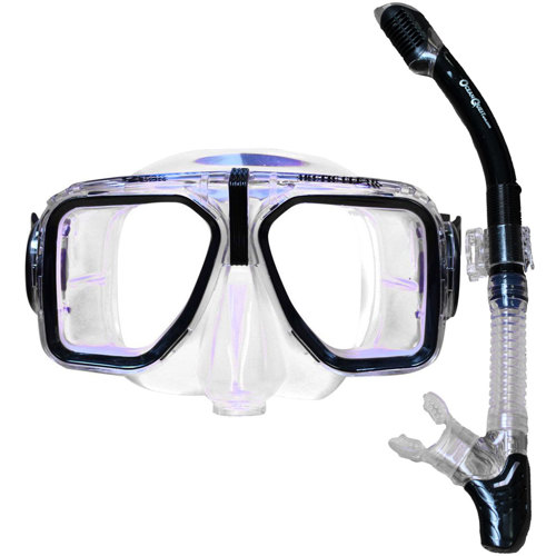Ocean Quest Arctic Clear HD Purge Mask with Pacific Totally Dry Snorkel Bundle